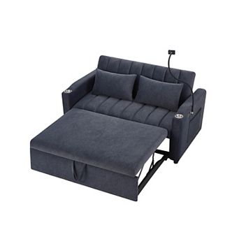 Merax Convertible Sofa Bed Loveseat Sofa With Three Usb Ports