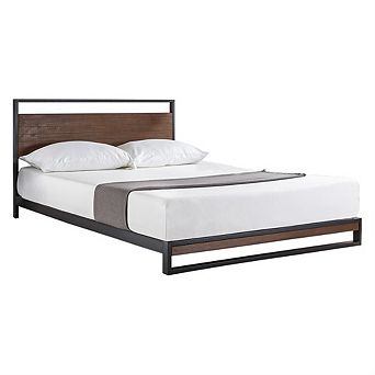 Queen Size Metal Wood Platform Bed Frame With Headboard