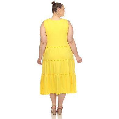 Women's Plus Size Scoop Neck Tiered Midi Dress