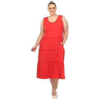 Women's Plus Size Scoop Neck Tiered Midi Dress