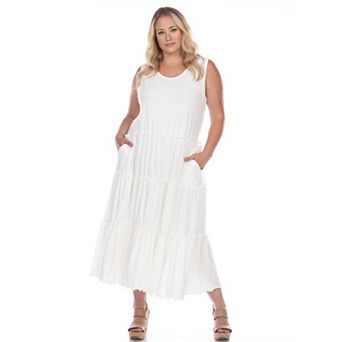 Women's Plus Size Scoop Neck Tiered Midi Dress