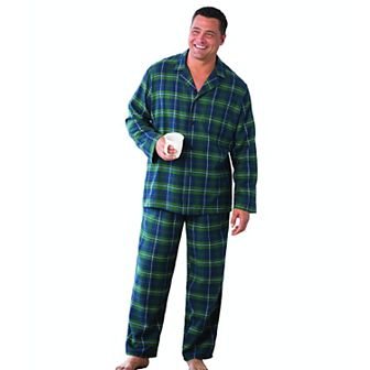 Kingsize Men's Big & Tall Plaid Flannel Pajama Set