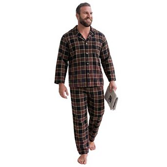 Kingsize Men's Big & Tall Plaid Flannel Pajama Set