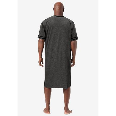 KingSize Men's Big & Tall Short-Sleeve Jersey Henley Nightshirt