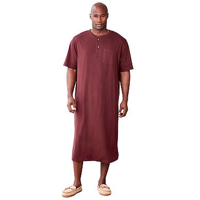 KingSize Men's Big & Tall Short-Sleeve Jersey Henley Nightshirt