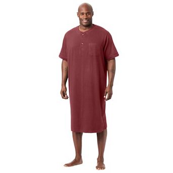 KingSize Men's Big & Tall Short-Sleeve Jersey Henley Nightshirt