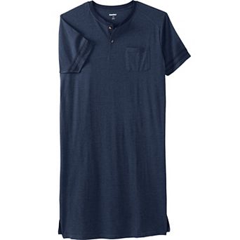 KingSize Men's Big & Tall Short-Sleeve Jersey Henley Nightshirt