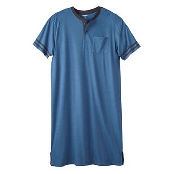 KingSize Men's Big & Tall Short-Sleeve Jersey Henley Nightshirt