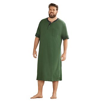 KingSize Men's Big & Tall Short-Sleeve Jersey Henley Nightshirt