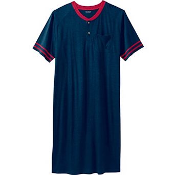 KingSize Men's Big & Tall Short-Sleeve Jersey Henley Nightshirt