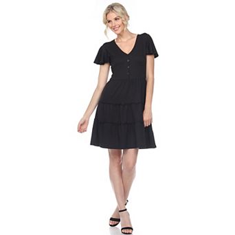 Women's Short Sleeve V-neck Tiered Dress