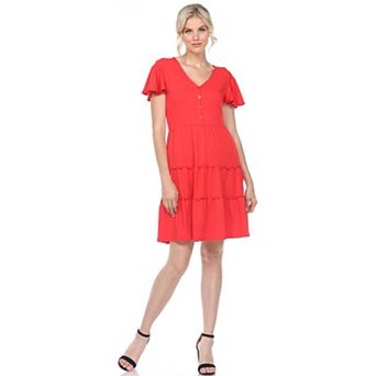 Women's Short Sleeve V-neck Tiered Dress