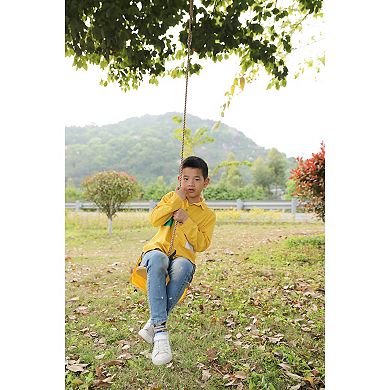 Wooden Swings with 4 Included Ropes, Tree Swing, Swing Bar, Climbing Rope Ladder and Swing Seat
