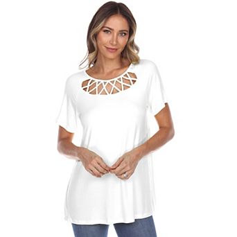 Women's Crisscross Cutout Short Sleeve Top