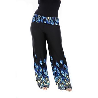 Plus Size Peacock Print Palazzo Pants