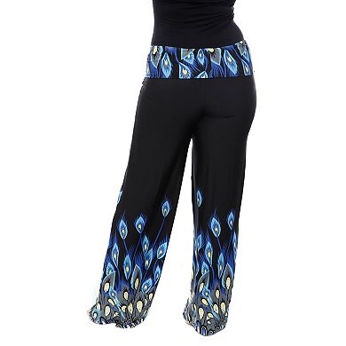 Plus Size Peacock Print Palazzo Pants