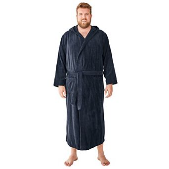 KingSize Men's Big & Tall Terry Velour Hooded Maxi Robe