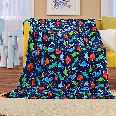 Collections Etc 5 foot Cozy Dinosaur Fleece Throw Blanket