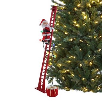 Mr Christmas 3.5-ft. Animated Ladder Climbing Santa Christmas Tree Decor