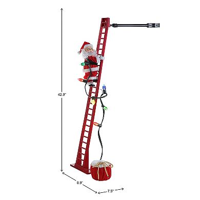 Mr Christmas 3.5-ft. Animated Ladder Climbing Santa Christmas Tree Decor