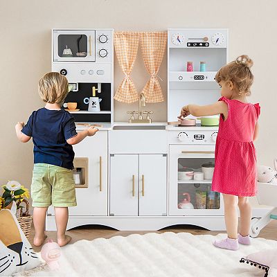 OBUD Wooden Play Kitchen Set Fo Kids Toddles, Petend
