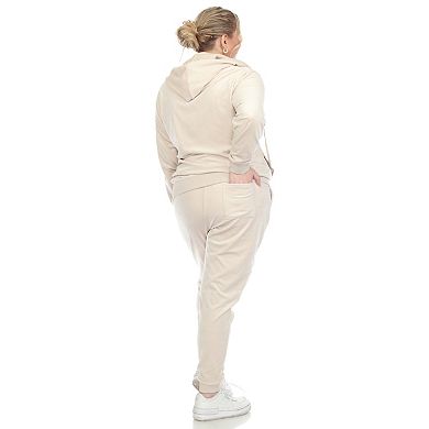 Plus Size 2 Piece Velour Tracksuit Set