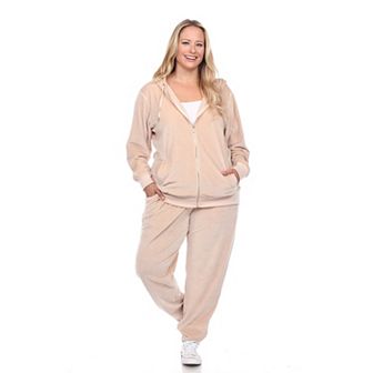 Plus Size 2 pc Velour Tracksuit Set