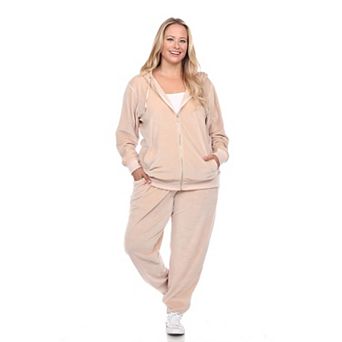 Plus Size 2 pc Velour Tracksuit Set