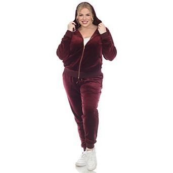 Plus Size 2 pc Velour Tracksuit Set