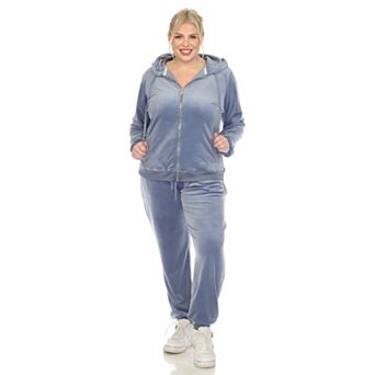 Plus Size 2 pc Velour Tracksuit Set