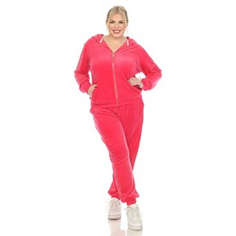 Plus Size 2 pc Velour Tracksuit Set
