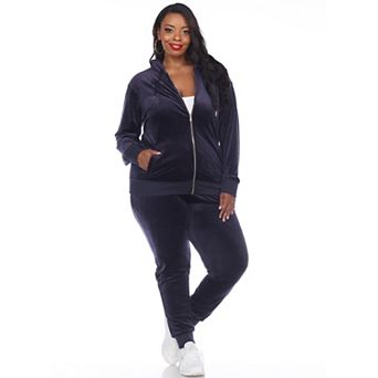 Plus Size 2 pc Velour Tracksuit Set