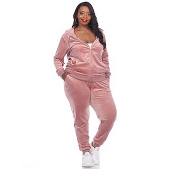 Plus Size 2 pc Velour Tracksuit Set