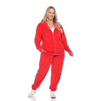 Plus Size 2 pc Velour Tracksuit Set