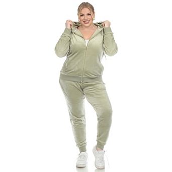Plus Size 2 pc Velour Tracksuit Set
