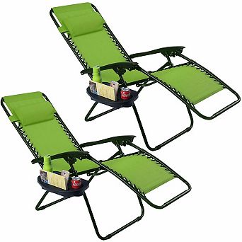 Set Of 2 Folding Outdoor Zero Gravity Lounge Chair Recliner