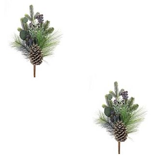Pine/berry/eucalyptus Pick (set Of 2) 18"h Polyester/pvc