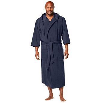 Kingsize Men's Big & Tall Hooded Microfleece Maxi Robe With Front Pockets