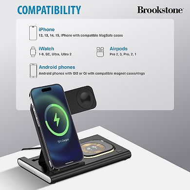 Brookstone 3-in-1 Folding Wireless Charger Stand