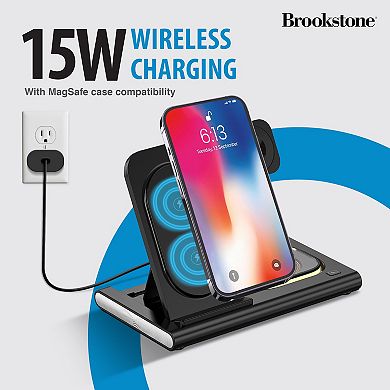 Brookstone 3-in-1 Folding Wireless Charger Stand
