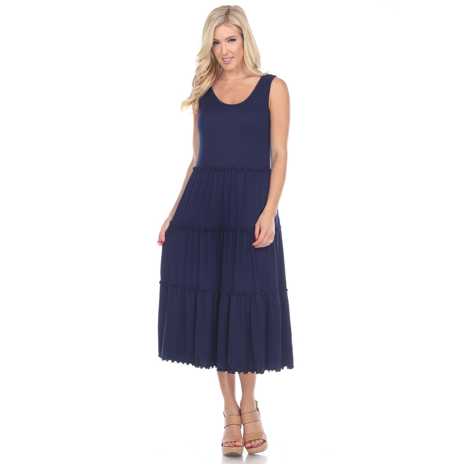 Женские платья Scoop Neck Tiered Midi Dress