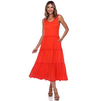 Women's Scoop Neck Tiered Midi Dress