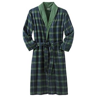 KingSize Men's Big & Tall Jersey-Lined Flannel Robe