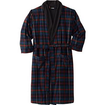 KingSize Men's Big & Tall Jersey-Lined Flannel Robe