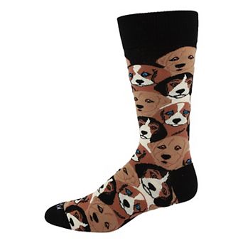 Men's Puppy Dog Face Novelty Crew Sock
