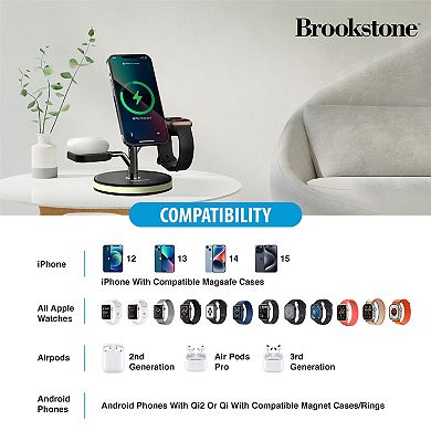 Brookstone 3-in-1 Wireless Charging Tree Magnetic Charging Fast Wireless Charger Stand