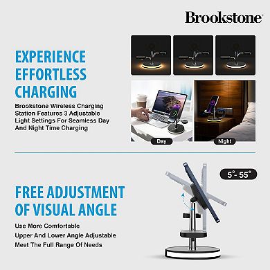 Brookstone 3-in-1 Wireless Charging Tree Magnetic Charging Fast Wireless Charger Stand