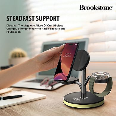Brookstone 3-in-1 Wireless Charging Tree Magnetic Charging Fast Wireless Charger Stand
