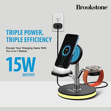Brookstone 3-in-1 Wireless Charging Tree Magnetic Charging Fast Wireless Charger Stand