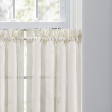 Cotton Voile Decorative 1.5" Rod Pocket Tailored Tier Pair For Windows